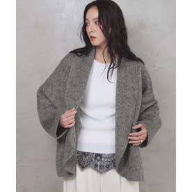 【2026AW】【上質ウール70％】ショールカラーオーバーサイズカーディガン （グレー）