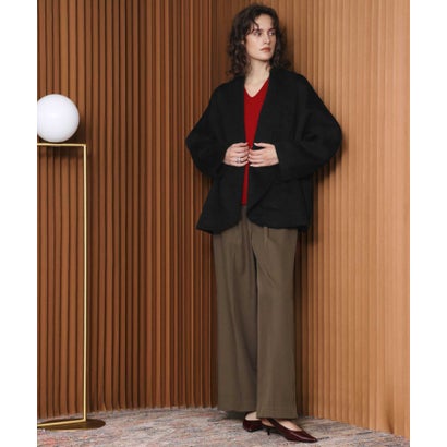 【2026AW】【上質ウール70％】ショールカラーオーバーサイズカーディガン （ブラック）｜詳細画像