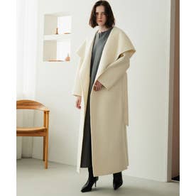 【2026AW】【希少アルパカ混・上質ウール】ビッグカラーロング丈ガウンコート （オフホワイト）