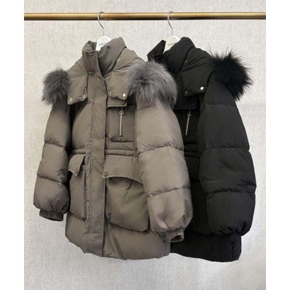 【2026AW】【上質天然ラクーンファー×リアルダウン】大人のダウンコート （グレージュ）｜詳細画像
