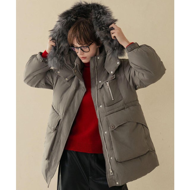 【2026AW】【上質天然ラクーンファー×リアルダウン】大人のダウンコート （グレージュ）