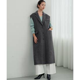 【2026AW】【上質ウール70％】ノースリーブテーラードロングベスト ジレ （チャコールグレー）