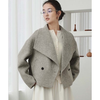 【2026AW】【M～Lサイズ展開】【上質ウール65％ / 2サイズ展開】大人の洗練ショートウールコート （ライトグレー）｜詳細画像
