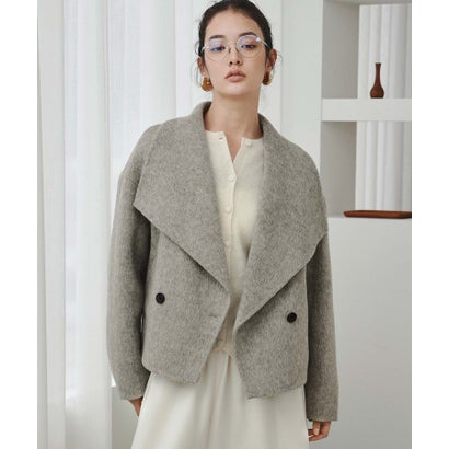 【2026AW】【M～Lサイズ展開】【上質ウール65％ / 2サイズ展開】大人の洗練ショートウールコート （ライトグレー）｜詳細画像