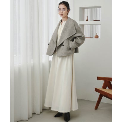 【2026AW】【M～Lサイズ展開】【上質ウール65％ / 2サイズ展開】大人の洗練ショートウールコート （ライトグレー）｜詳細画像