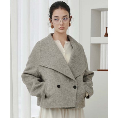 【2026AW】【M～Lサイズ展開】【上質ウール65％ / 2サイズ展開】大人の洗練ショートウールコート （ライトグレー）｜詳細画像