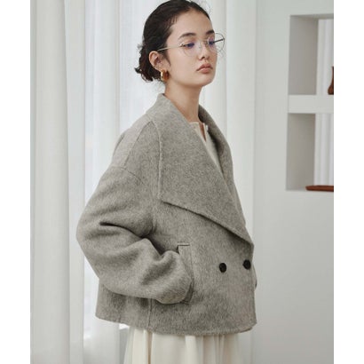 【2026AW】【M～Lサイズ展開】【上質ウール65％ / 2サイズ展開】大人の洗練ショートウールコート （ライトグレー）｜詳細画像