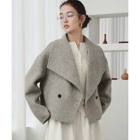 【2026AW】【M～Lサイズ展開】【上質ウール65％ / 2サイズ展開】大人の洗練ショートウールコート （ライトグレー）
