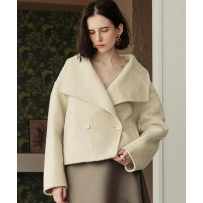 【2026AW】【M～Lサイズ展開】【上質ウール65％ / 2サイズ展開】大人の洗練ショートウールコート （アイボリー）｜詳細画像