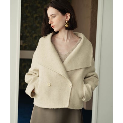 【2026AW】【M～Lサイズ展開】【上質ウール65％ / 2サイズ展開】大人の洗練ショートウールコート （アイボリー）｜詳細画像