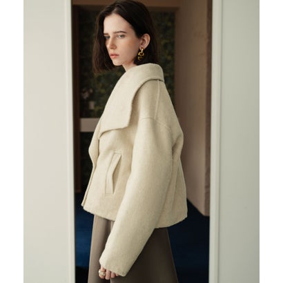 【2026AW】【M～Lサイズ展開】【上質ウール65％ / 2サイズ展開】大人の洗練ショートウールコート （アイボリー）｜詳細画像