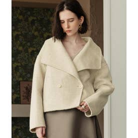 【2026AW】【M～Lサイズ展開】【上質ウール65％ / 2サイズ展開】大人の洗練ショートウールコート （アイボリー）