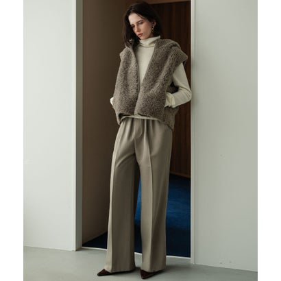 【2026AW】【M～Lサイズ展開】スタンドネックショート丈フェイクファーベスト （モカ）｜詳細画像
