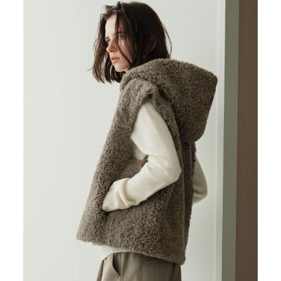 【2026AW】【M～Lサイズ展開】スタンドネックショート丈フェイクファーベスト （モカ）｜詳細画像