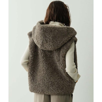 【2026AW】【M～Lサイズ展開】スタンドネックショート丈フェイクファーベスト （モカ）｜詳細画像