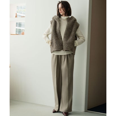 【2026AW】【M～Lサイズ展開】スタンドネックショート丈フェイクファーベスト （モカ）｜詳細画像