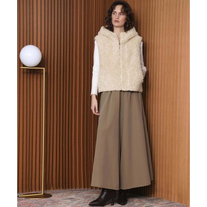 【2026AW】【M～Lサイズ展開】スタンドネックショート丈フェイクファーベスト （ベージュ）｜詳細画像