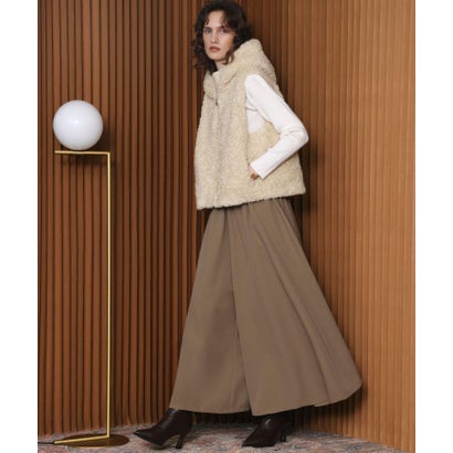 【2026AW】【M～Lサイズ展開】スタンドネックショート丈フェイクファーベスト （ベージュ）｜詳細画像