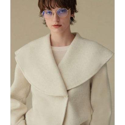 エルフランク ELFRANK 【2026AW】【上質ウール70％】ビッグカラーベルト付きミドルコート ハーフコート （オフホワイト）｜詳細画像
