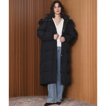 エルフランク ELFRANK 【2026AW】【天然フォックスファー × リアルダウン】フード付き軽量ロングダウンコート （ブラック）｜詳細画像