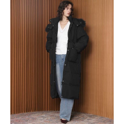 エルフランク ELFRANK 【2026AW】【天然フォックスファー × リアルダウン】フード付き軽量ロングダウンコート （ブラック）｜詳細画像