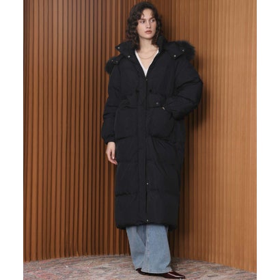 エルフランク ELFRANK 【2026AW】【天然フォックスファー × リアルダウン】フード付き軽量ロングダウンコート （ブラック）｜詳細画像