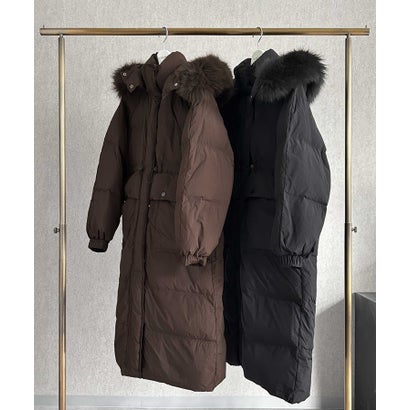 エルフランク ELFRANK 【2026AW】【天然フォックスファー × リアルダウン】フード付き軽量ロングダウンコート （ブラウン）｜詳細画像