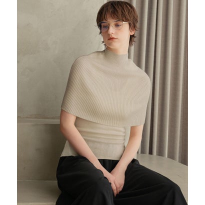 エルフランク ELFRANK 【2026AW】【2点セット / 2WAY】ウール混リブニットケープ×ノースリーブトップス アンサンブル （ベージュ）｜詳細画像