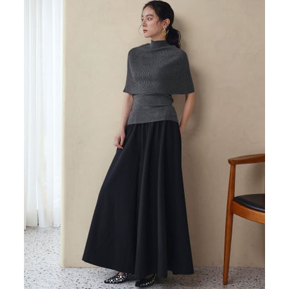 エルフランク ELFRANK 【2026AW】【2点セット / 2WAY】ウール混リブニットケープ×ノースリーブトップス アンサンブル （グレー）｜詳細画像