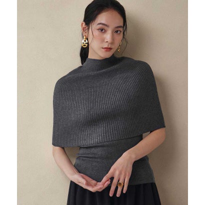 エルフランク ELFRANK 【2026AW】【2点セット / 2WAY】ウール混リブニットケープ×ノースリーブトップス アンサンブル （グレー）｜詳細画像