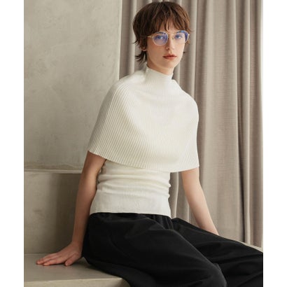エルフランク ELFRANK 【2026AW】【2点セット / 2WAY】ウール混リブニットケープ×ノースリーブトップス アンサンブル （オフホワイト）｜詳細画像