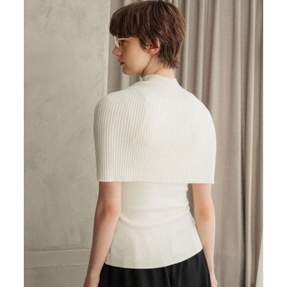 エルフランク ELFRANK 【2026AW】【2点セット / 2WAY】ウール混リブニットケープ×ノースリーブトップス アンサンブル （オフホワイト）｜詳細画像