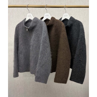 エルフランク ELFRANK 【2026AW】【天然素材100％ / 極上ウールシルク】スタンドネックジップアップシャギーブルゾン （グレー）｜詳細画像