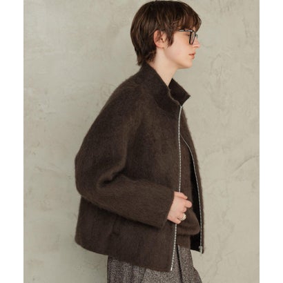 エルフランク ELFRANK 【2026AW】【天然素材100％ / 極上ウールシルク】スタンドネックジップアップシャギーブルゾン （ブラウン）｜詳細画像