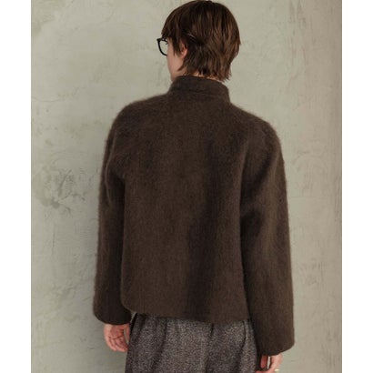 エルフランク ELFRANK 【2026AW】【天然素材100％ / 極上ウールシルク】スタンドネックジップアップシャギーブルゾン （ブラウン）｜詳細画像