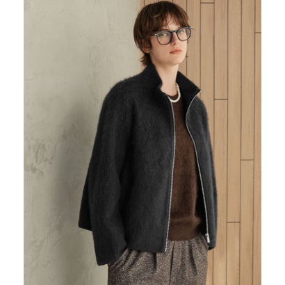 エルフランク ELFRANK 【2026AW】【天然素材100％ / 極上ウールシルク】スタンドネックジップアップシャギーブルゾン （ブラック）｜詳細画像