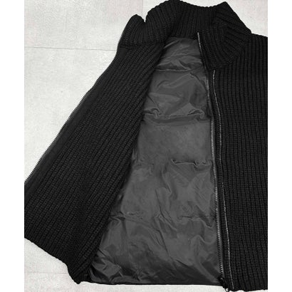 エルフランク ELFRANK 【2026AW】【M～Lサイズ展開】【ダウン90％】ハイネックジップアップリブニット×ダウンベスト （ブラック）｜詳細画像