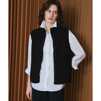 エルフランク ELFRANK 【2026AW】【M～Lサイズ展開】【ダウン90％】ハイネックジップアップリブニット×ダウンベスト （ブラック）｜詳細画像