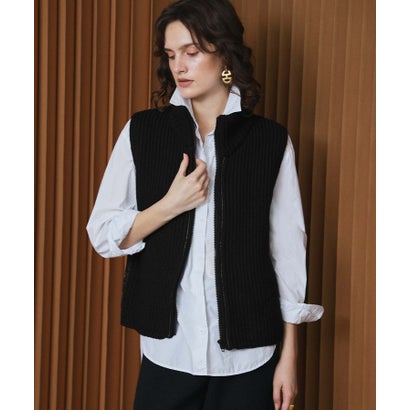 エルフランク ELFRANK 【2026AW】【M～Lサイズ展開】【ダウン90％】ハイネックジップアップリブニット×ダウンベスト （ブラック）｜詳細画像