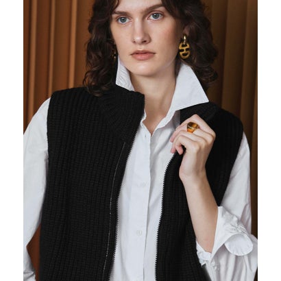 エルフランク ELFRANK 【2026AW】【M～Lサイズ展開】【ダウン90％】ハイネックジップアップリブニット×ダウンベスト （ブラック）｜詳細画像
