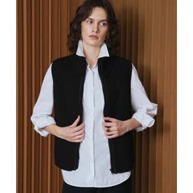 【2026AW】【M～Lサイズ展開】【ダウン90％】ハイネックジップアップリブニット×ダウンベスト （ブラック）