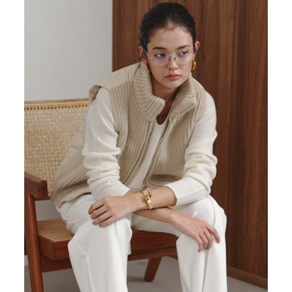 エルフランク ELFRANK 【2026AW】【M～Lサイズ展開】【ダウン90％】ハイネックジップアップリブニット×ダウンベスト （ベージュ）｜詳細画像