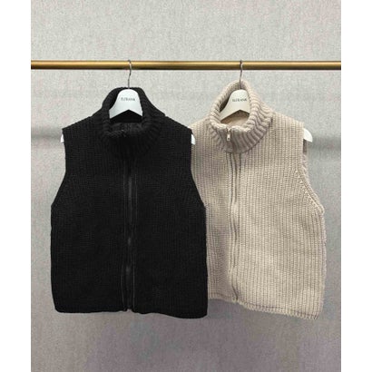 エルフランク ELFRANK 【2026AW】【M～Lサイズ展開】【ダウン90％】ハイネックジップアップリブニット×ダウンベスト （ベージュ）｜詳細画像