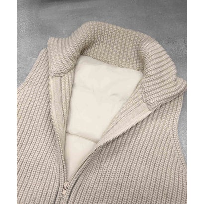 エルフランク ELFRANK 【2026AW】【M～Lサイズ展開】【ダウン90％】ハイネックジップアップリブニット×ダウンベスト （ベージュ）｜詳細画像