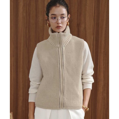 エルフランク ELFRANK 【2026AW】【M～Lサイズ展開】【ダウン90％】ハイネックジップアップリブニット×ダウンベスト （ベージュ）｜詳細画像