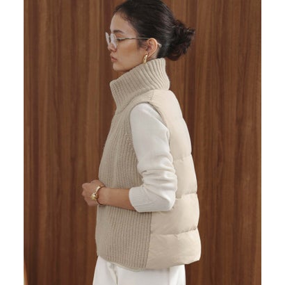 エルフランク ELFRANK 【2026AW】【M～Lサイズ展開】【ダウン90％】ハイネックジップアップリブニット×ダウンベスト （ベージュ）｜詳細画像