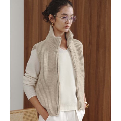 エルフランク ELFRANK 【2026AW】【M～Lサイズ展開】【ダウン90％】ハイネックジップアップリブニット×ダウンベスト （ベージュ）｜詳細画像