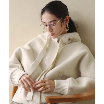 エルフランク ELFRANK 【2026AW】【S～Mサイズ展開】【ダウン90％ / 希少アンゴラ・アルパカ混】立体フード付きブルゾン （アイボリー）｜詳細画像