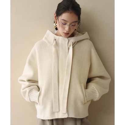 エルフランク ELFRANK 【2026AW】【S～Mサイズ展開】【ダウン90％ / 希少アンゴラ・アルパカ混】立体フード付きブルゾン （アイボリー）｜詳細画像