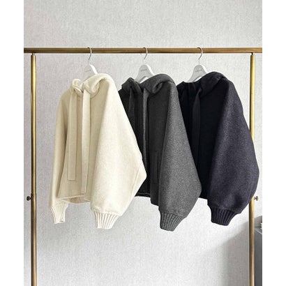エルフランク ELFRANK 【2026AW】【S～Mサイズ展開】【ダウン90％ / 希少アンゴラ・アルパカ混】立体フード付きブルゾン （アイボリー）｜詳細画像